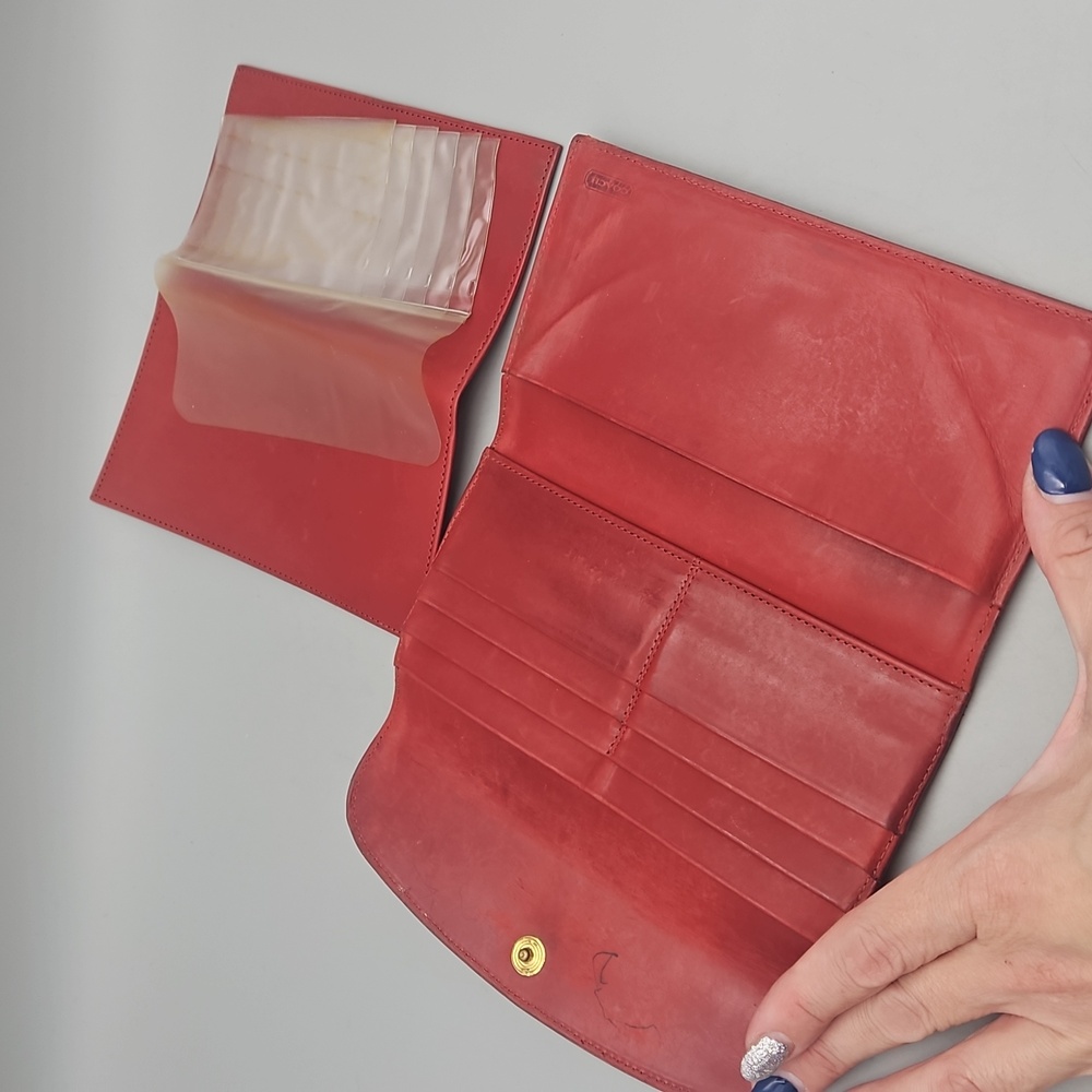 Vintage Coach Wallet Distressed Red Leather Checkbook Holder - Picture 14 of 16